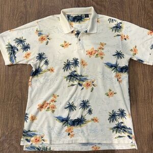 Izod Men's Cream Tropical Polo Shirt